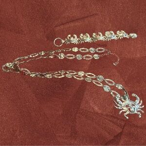 Vintage Zodiac Cancer Crab (3) piece silver necklace,bracelet, and enhancer.